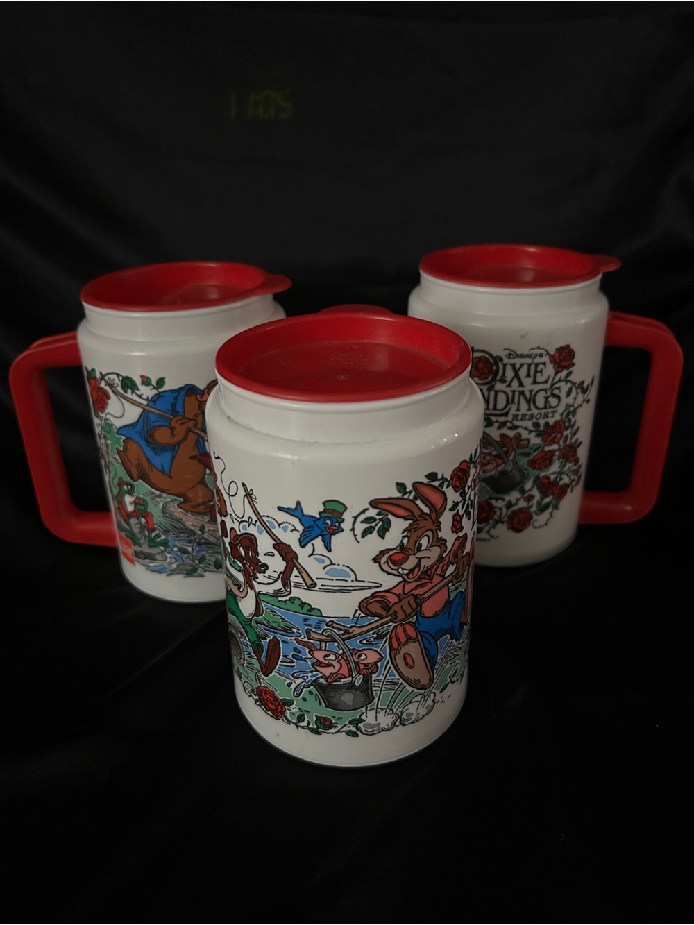 World Disney Travel Red-Handled Travel Mugs (Set of 3) Like New